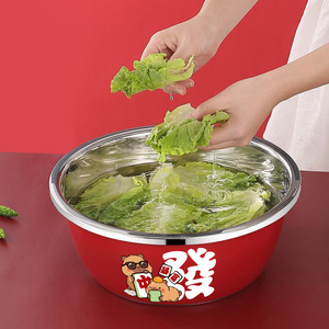 Évier à légumes en acier inoxydable, grande capacité, rond, multifonctionnel, pour cuisine, qualité alimentaire, rouge - Product Image 1