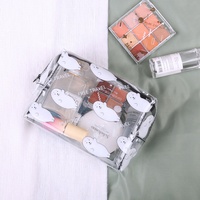 Sac De Gelée Claire Pochettes Cosmétiques Transparent Logo Personnalisé Imprimé Fermeture À Glissière Imperméable À L'eau DE PVC De Bande Dessinée de Mode