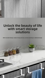 Modern Multi-Function <b>Kitchen</b> & Bathroom Door Towel Rack No Installation Required Single Pole Design for Convenient <b>Storage</b> - Product Image 6
