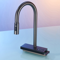 Robinet de cuisine cascade en laiton avec douchette extractible, double commande eau chaude et froide, et fonction de pulvérisation (Grifos De Cocina)