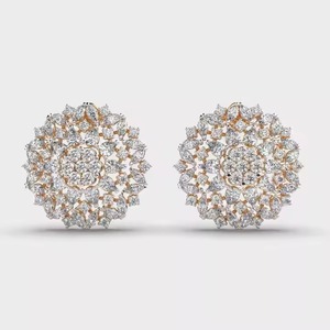 Celestial Diamond Studs Religious Style Religious Earrings <b>Floral</b> <b>Hoop</b> Earrings with Moissanite Stone for Weddings - Product Image 1