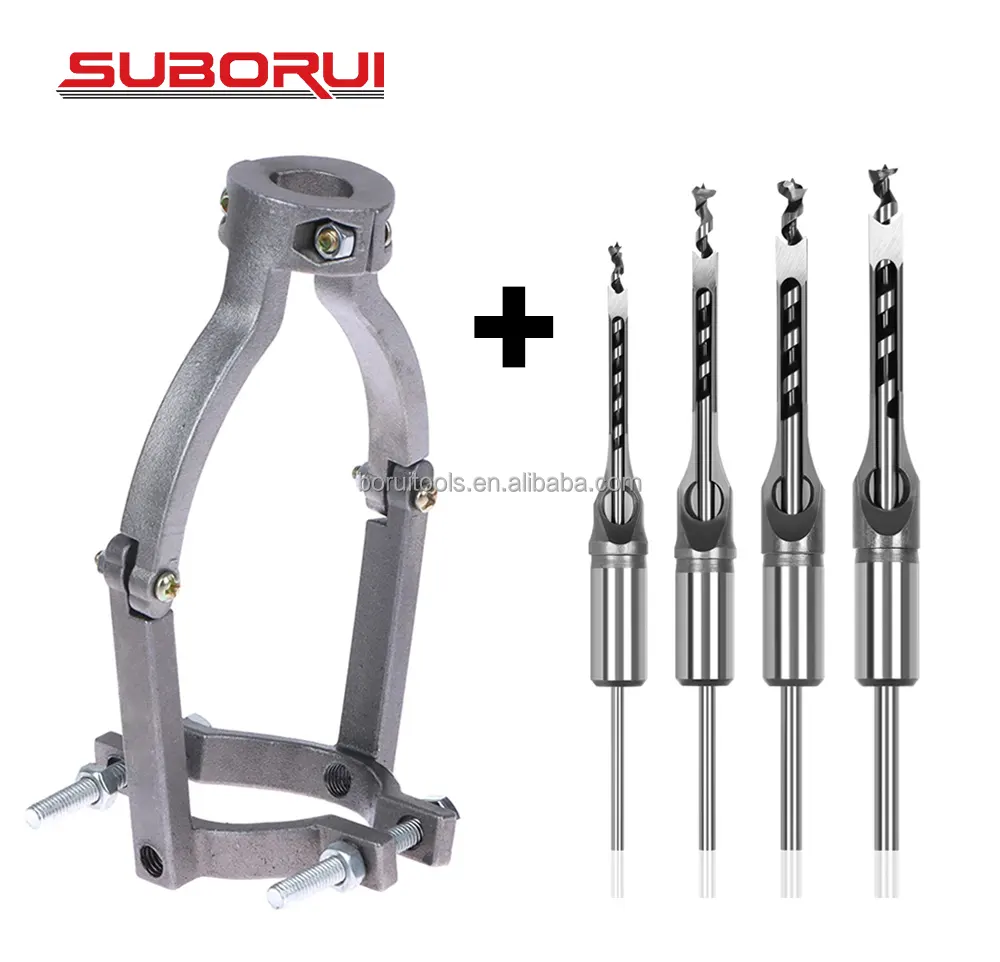 SUBORUI acier à haute teneur en carbone 38mm à 55mm bois trou carré foret ensemble adaptateur support de fixation pour perceuse à main perceuse à colonne