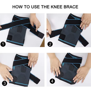 Haute qualité personnalisé tricoté Compression <span class=keywords><strong>basket</strong></span>-ball sport genouillère soutien haltérophilie genou manches avec sangle pour femmes hommes - Product Image 6