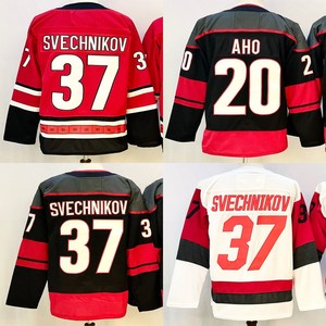 เสื้อฮอกกี้เย็บติดสำหรับผู้ชาย หมายเลข 20 Sebastian Aho 37 Andrei Svechnikov 24 Seth Jarvis - Product Image 1