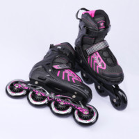 Patins à roulettes ajustables d'extérieur respirants à 4 roues avec cadre en aluminium rétractable, 4 tailles, roues en PU, roulements ABEC-7 pour hommes