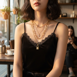 Collane da donna stile gotico coreano placcato oro Charm Trending angelo farfalla perla vendita calda all'ingrosso per Fashionistas - Product Image 3