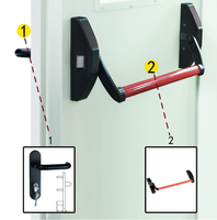 Porte en acier ignifuge sur mesure avec persienne et barre de poussée