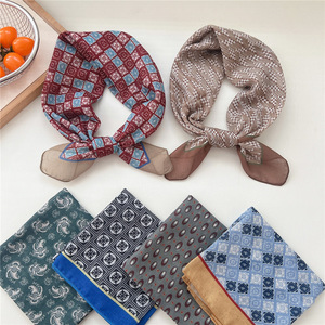 Pañuelos Cuadrados Pequeños con Estampado Floral de Lujo al por Mayor, 58*58CM, de Algodón y Lino Suave, para Cuello, Cabeza, Pañuelo de Mujer, Bandana - Product Image 3