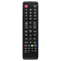 Télécommande universelle infrarouge en plastique à code fixe noire avec 4 boutons et portée de 10 m pour téléviseurs Samsung, compatible avec 2 piles AAA