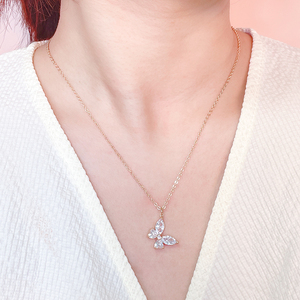 Kalung wanita liontin berlian kupu-kupu kalung berlapis emas sederhana mode kustom grosir - Product Image 2