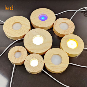 RGB Farbwechsel Leuchtende USB Tisch lampe Runde Blütenblatt form Holz sockel für Kristall kugel Glas Nachtlicht Kunst dekorieren - Product Image 4
