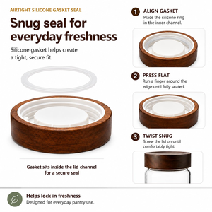 Glass Storage <b>Jar</b> with Acacia Wooden Lid for Coffee, Tea, Sugar, <b>Spice</b>, Nuts - Product Image 4