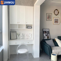 Bureau d'étude mural combiné moderne et simple avec armoire supérieure pour bureau à domicile et PC