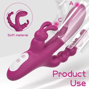Tiga Motor <span class=keywords><strong>Vibrator</strong></span> kelinci untuk wanita, stimulasi multi-titik tipe manik tarik dalam tubuh tongkat peri - Product Image 5