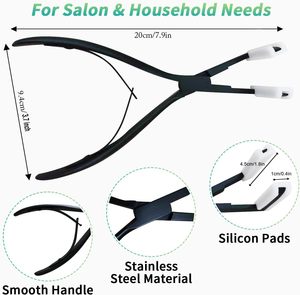 Pince <span class=keywords><strong>à</strong></span> extensions de cheveux adhésives, populaire et tendance, noire, surface plate, design ergonomique pour femmes - Product Image 2