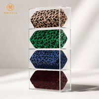 Étui à lunettes rigide hexagonal à imprimé léopard duveteux, anti-rayures, logo personnalisé, multicolore, vente en gros
