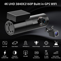 Caméscope de voiture 4K Wifi Mini tableau de bord Boîte noire de voiture Contrôle mobile Caméra de tableau de bord 4K Avant 1080p Inverse 24 heures Garde de stationnement