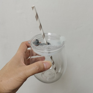Reusable Unbreakable Plastic Cold Drink Coffee Cups with lids