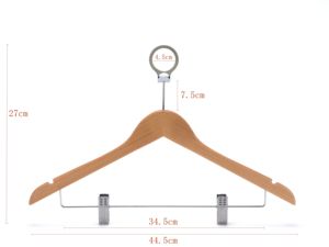 Cintres d'hôtel en bois naturel <span class=keywords><strong>antivol</strong></span> de sécurité de haute qualité de prix usine avec des clips en métal - Product Image 2