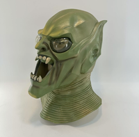 Masque de fête d'Halloween en latex vert, 14-18 ans, écologique, imprimé numériquement en 1 couleur, thème amusant et original, couvrant tout le visage