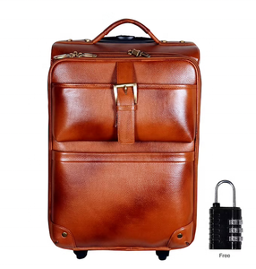 Sac à roulettes en cuir PU, sac de <span class=keywords><strong>cabine</strong></span> d'aéroport, <span class=keywords><strong>bagage</strong></span> de week-end avec roues, cadeau pour lui, <span class=keywords><strong>bagage</strong></span> touristique - Product Image 1