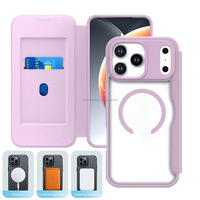 Coque en cuir magnétique antichoc en TPU pour tous les modèles d'iPhone (18 Pro Max, 17, 16, 15, 14, 13) avec porte-cartes – Vente en gros