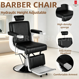 Silla de peluquero Takara Belmont clásica para silla de estilista de barbería Silla de peluquero reclinable hidráulica negra - Product Image 3