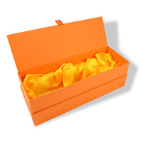 Boîte rigide magnétique à couvercle rabattable de luxe en orange, boîte cadeau en papier rigide pliable personnalisée pour l'emballage de spiritueux et de vins