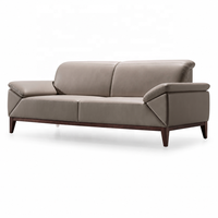 Ensemble de canapés en cuir modernes 1, 2 et 3 places avec fauteuil, accoudoirs arrondis, canapé lounge, pieds en bois, meubles minimalistes pour salon