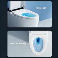 Toilette intelligente intégrée moderne à double chasse, en céramique, avec fonction de chasse automatique et capteur au pied