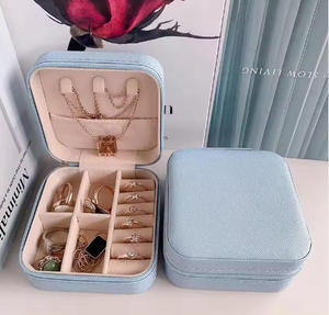 Wholesale Custom Logo Lady Fashion Eco-Friendly Square Zipper Portable PU Jewelry Packaging Box for Rings <b>Earrings</b> Necklaces - Product Image 6