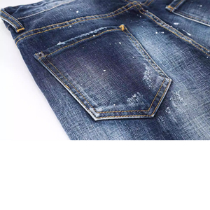 Shorts Vaqueros de Mezclilla para Hombre, Cintura Media, con Botones, Elásticos, Cinco Bolsillos, con Efecto Desgastado, Roto, Parchado, Lavado al Agua y Decolorado - Product Image 6