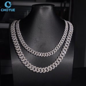 Collar de Plata de Ley 925 con Eslabones Cubanos y Moissanita VVS, Estilo Hip Hop Urbano, Joyería Unisex de Plata, Joyería Personalizada de Fábrica - Product Image 5