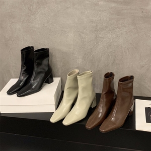 <span class=keywords><strong>Stivaletti</strong></span> da <span class=keywords><strong>Donna</strong></span> in Pelle Multicolore con Punta Quadrata e Tacco Largo, Elasticizzati, alla Moda per Uso Quotidiano Casual, Vendita all'Ingrosso - Product Image 4