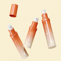 Livraison rapide, flacon pompe sans air en plastique rond rose, finition mate givrée, emballage pour crème de soin de la peau, utilisation cosmétique