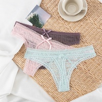 String transparent sexy en dentelle à bulles pour femme, lingerie érotique taille basse, séduisant, en nylon et coton à séchage rapide
