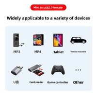 Câble de données USB OTG miniature en cuivre avec connecteur femelle de type A pour autoradio, lecteur MP3, clé USB