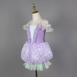 Vestido <span class=keywords><strong>de</strong></span> Tutú <span class=keywords><strong>de</strong></span> Sirena con Lentejuelas Morado <span class=keywords><strong>Pastel</strong></span> para Niñas, Disfraz <span class=keywords><strong>de</strong></span> Actuación Encantado con Alas Iridiscentes - Product Image 2