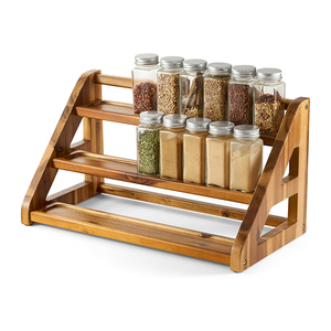 Portaspezie in legno di Acacia per piano di lavoro in legno vassoio contiene 24 vasetti portaspezie organizzatore per ripiano di stoccaggio - Product Image 1