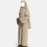 Abaya Élégante de Luxe Willson Khimarr Style Modeste Beige Musulmane Robe Longue Vente en Gros Dubaï Modèle Turc en Mousseline