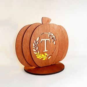 Uionen Wooden Pumpkin <b>Ornament</b> for Thanksgiving Harvest Festival Home Desktop Holiday Atmosphere Decorations - Product Image 3