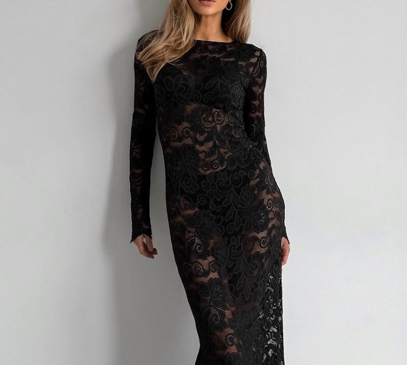 princess polly baby blue dress lipsy london Black Premium 3d Floral Print Lace Long Sleeve Bodycon Mi   Reliked
