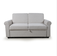 Canapé-lit convertible 2 places en tissu beige clair avec accoudoirs roulés pour salon, chambre, appartement, mobilier de maison