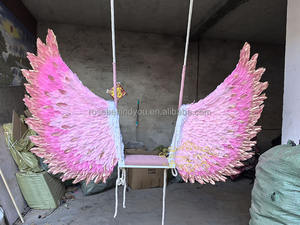 Décoration murale de mariage, toile de fond, ailes de cosplay, <span class=keywords><strong>ange</strong></span>, diable, fée, fleurs roses, décoration murale, ailes en plumes pour performance - Product Image 2