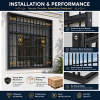 Grille de sécurité personnalisée en aluminium pour fenêtre, motif floral ornemental, en alliage d'aluminium, barrière antivol pour fenêtre de villa