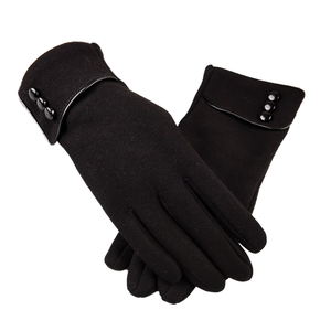 Women Winter <b>Touchscreen</b> <b>Gloves</b> Button Decor Plain Winter Use Daily Outdoor Cycling Spandex Material Fashion <b>Gloves</b> for Winter - Product Image 1