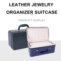 Grands étuis de transport pour bijoux, étuis de présentation de bijoux portables pour les salons professionnels, organisateur de bijoux en cuir de luxe portable