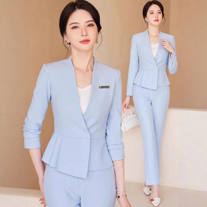 Women's Suit Set Long Sleeve Polyester Workwear For Beauty Salon Jewelry Store Gold Shop Fall 2025 Comfortable Casual Jacket - Product Image 2