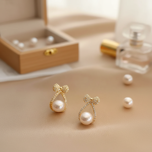 Vendita calda di tendenza stile coreano fatto a mano stella farfalla cuore strass orecchini pendenti alla moda all'ingrosso gioielli di perle - Product Image 3