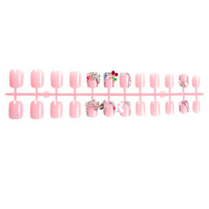 Uñas Postizas de Presión, Material ABS, Diseño Cuadrado, Set de Manicura, Lima de Uñas, Diamantes de Imitación, Adornos, Uñas Artificiales - Product Image 5